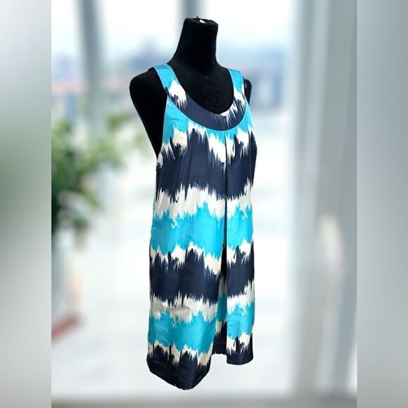 NWT CLUB MONACO 100% Silk Retro Shift Midi Dress Size 8 - Picture 4 of 13